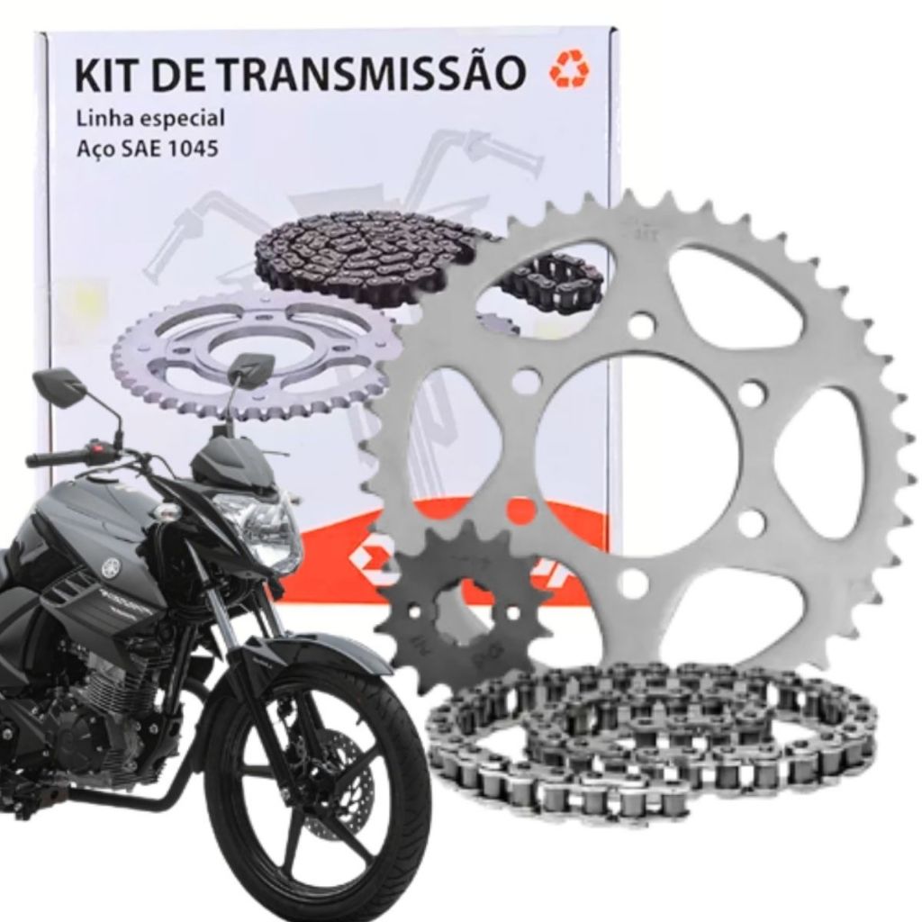 Kit Relação Tração Transmissão Sem Retentor Yamaha Fazer 150 2014 a 2024 Origina
