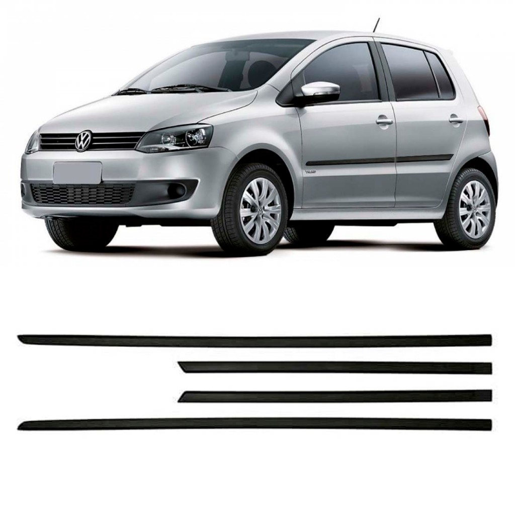 FRISO LATERAL GOL VOYAGE G6 4 PORTAS  FOX 2013 2014 2015 2016 FRISO PORTA FOX Preto 4 peças 1007Ac