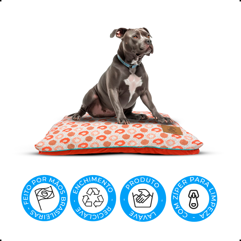 Caminha Para Cachorro Gato Almofada Pet 100% Lavável  Donuts Rosa - 90x75Cm Tamanho M (Grande) Linda
