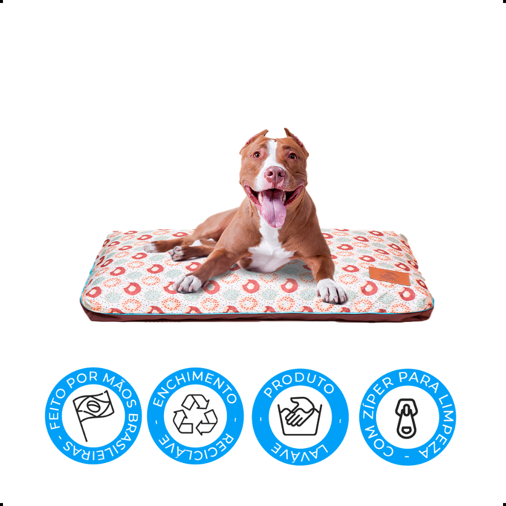 Caminha Para Cachorro Gato Almofada Pet 100% Lavável  Donuts Verde - 90x75Cm Tamanho M Super Linda