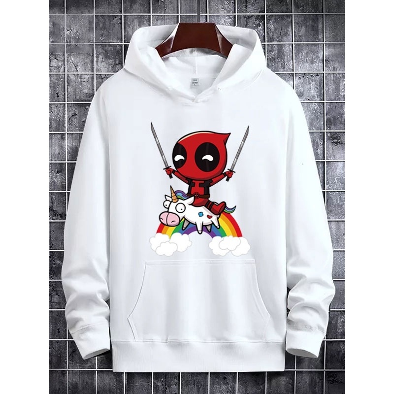 Moletom Canguru Com Capuz Unissex Deadpool Unicórnio - ENVIO IMEDIATO