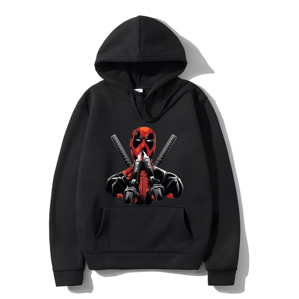 Moletom Canguru Unissex  Deadpool Masculino Feminino Casaco Com Capuz Flanelado Blusa de Frio Anime
