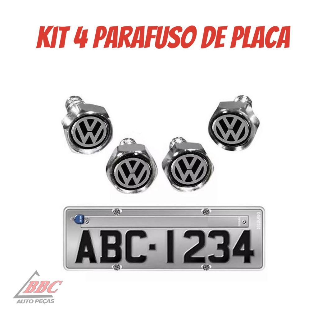 Kit 4 Parafusos De Placa Cromado com Emblema Resinado em Oferta na Shopee