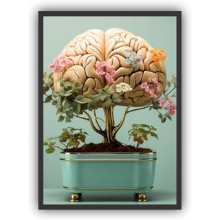 quadro decorativo mdf 70x50 alta resolução 4k arvore cerebro flores em Oferta na Shopee