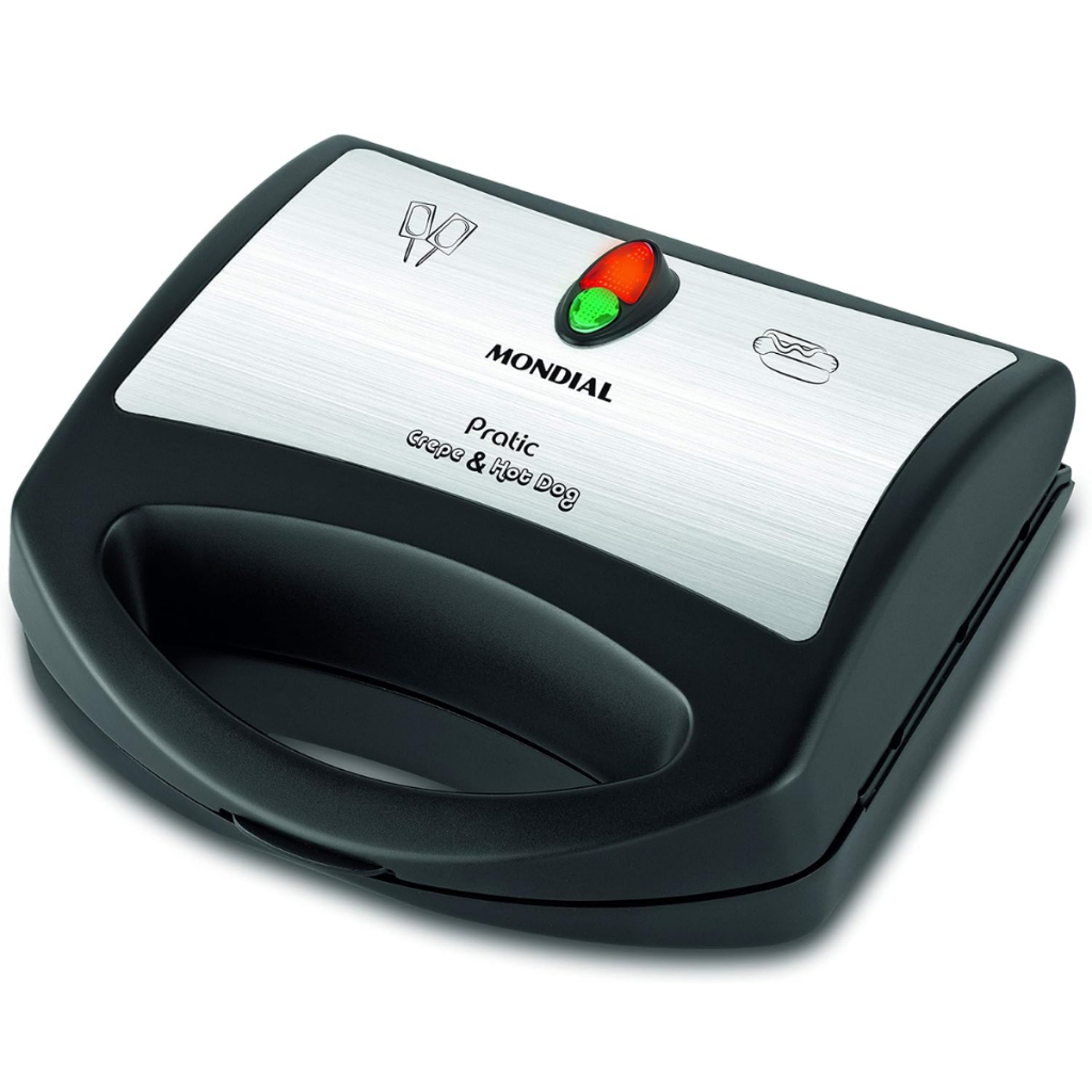 Crepeira Mondial Pratic Crepe & Hot Dog CP-01 850W Preto e Inox em Oferta na Shopee