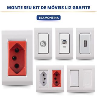 CONJUNTO TOMADA E INTERRUPTORES 10A, 20A PARA EMBUTIR EM MOVEIS PLANEJADOS LIZ BRANCO TRAMONTINA em Oferta na Shopee