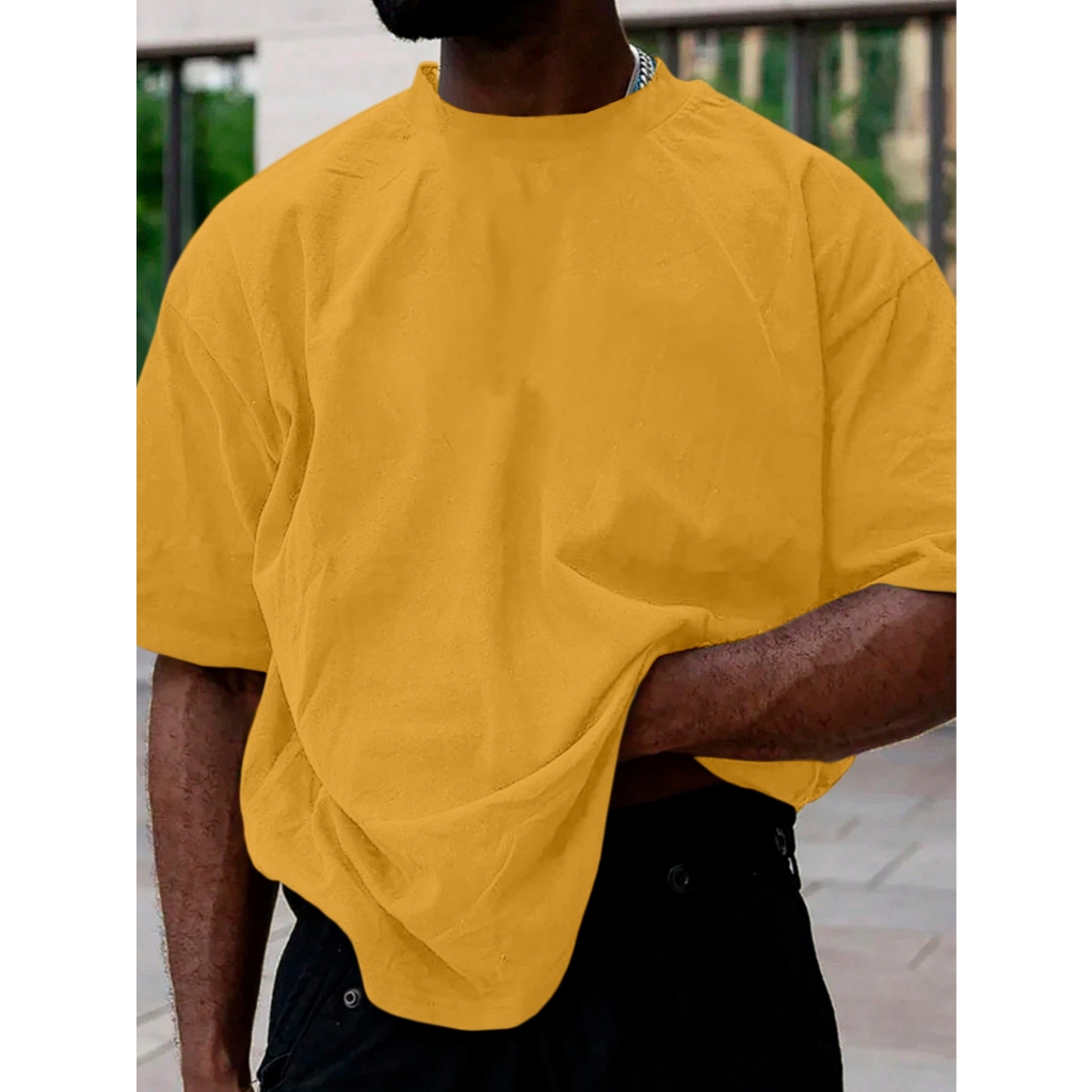 Camiseta Unissex Oversized Estilosa Lisa Manga Curta Blusa Confortável Leve Macia Academia Fitness 