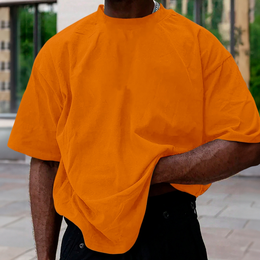 Camiseta Oversized Maculina Estilosa Old School Blusa Moderna Streetwear Sem Estampa Swag Skatista
