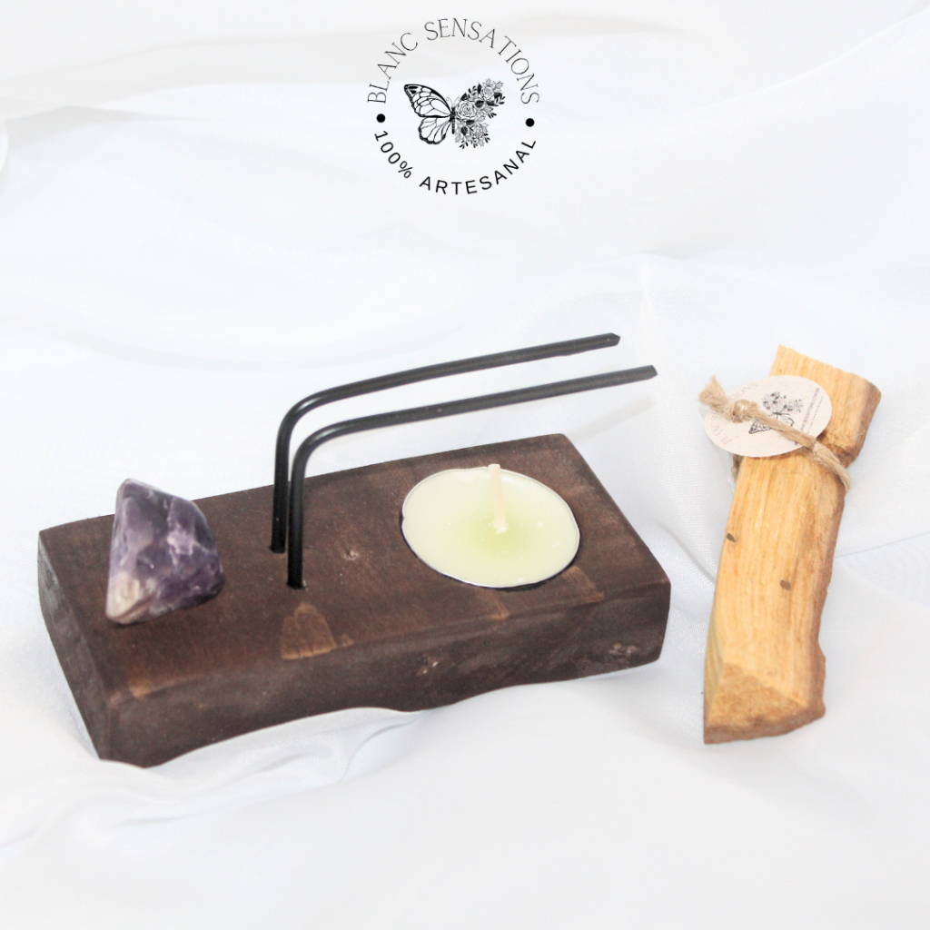 Incensário e suporte para Palo Santo e incensário | com cristais naturais