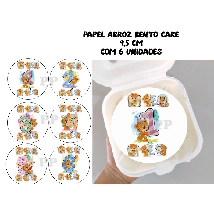 Papel de arroz personalizado Bento cake, bolo flork,Mini Bolo, Bolo Marmita mesversario, mesaversario