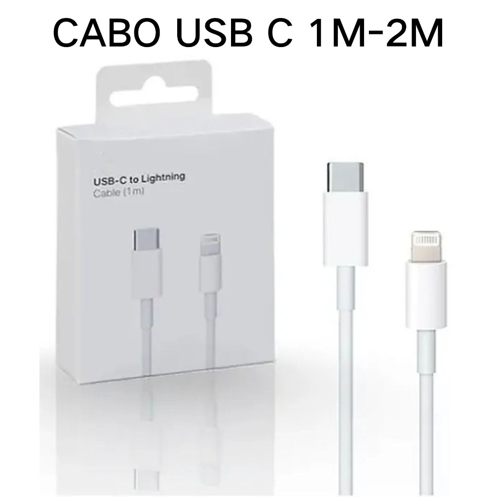 Cabo Para iPhone 20W Turbo 1m/2m PD Apple Lightning Tipo C Usb-c ipad Macbook
