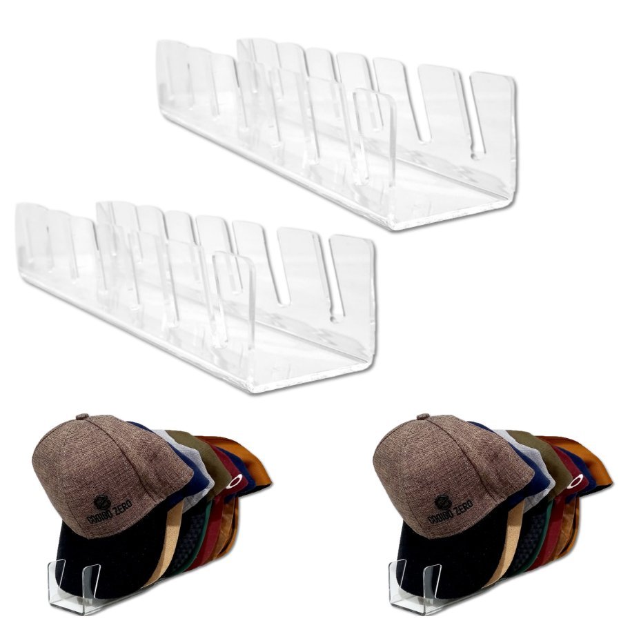 Kit 2 Suporte Organizador de Bonés em Acrilico Slim Expositor Para até 7 Bones