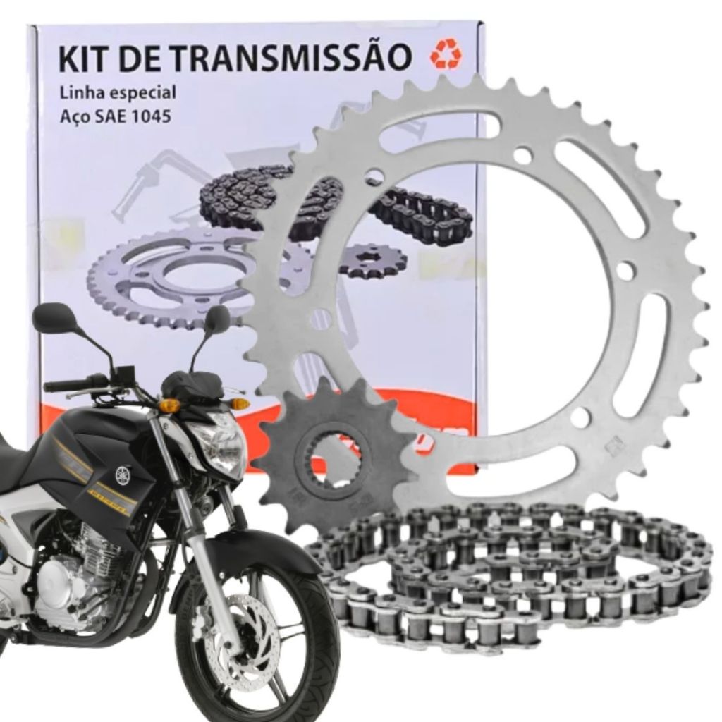 Kit Relação Tração Transmissão Yamaha Fazer 250 2005 2006 2007 2008 2009 2010 a