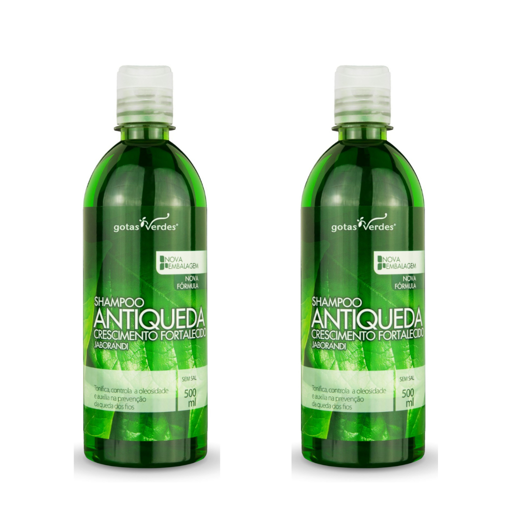 Kit 2 Shampoo Antiqueda Crescimento Fortalecido Jaborandi Gotas Verdes 500 ml em Oferta na Shopee