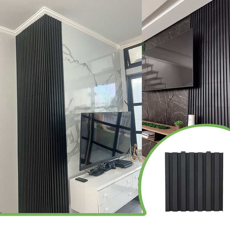 Kit 4m² Painel Ripado Preto 30x30 - 44 peças | Anti-impacto | Autocolante | Direct Borrachas em Oferta na Shopee