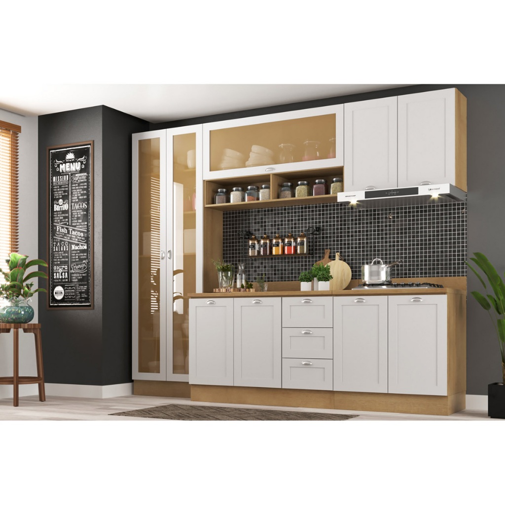 Armário de Cozinha Completo Ditália Denver 5 pc Rv/Br D10 em Oferta na Shopee
