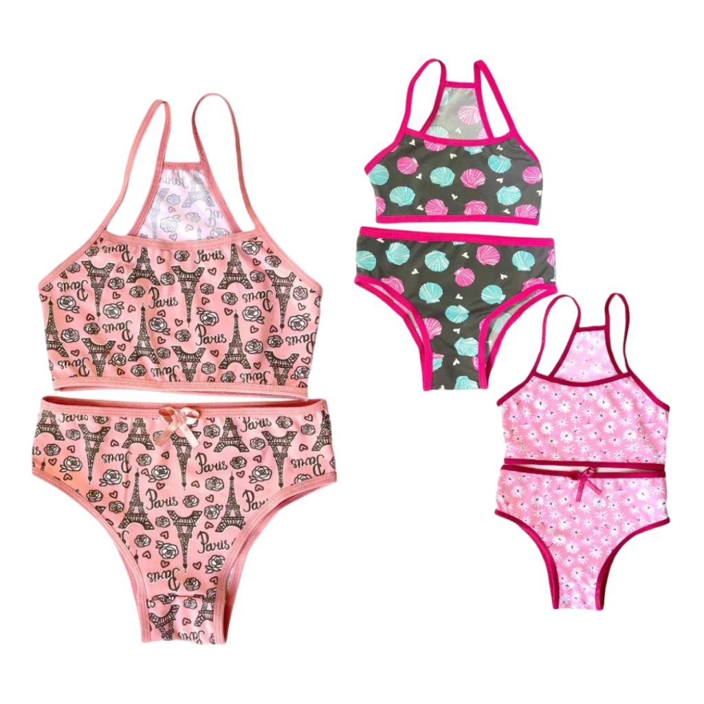 Kit 20 Conjunto Menina Moça Roupa Infantil Estampado Microfibra Conjuntinho Juvenil Biquini