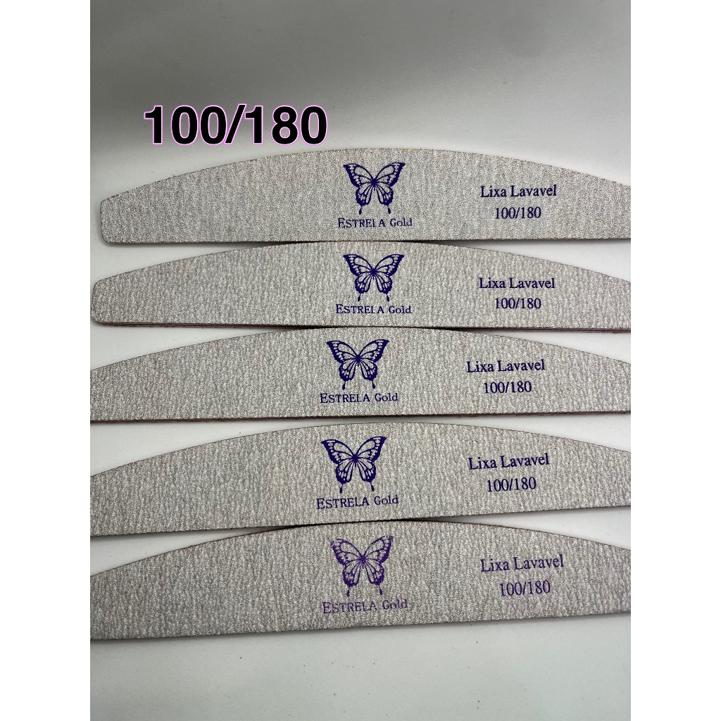 Lixas Lavável 100/180 -180/240 Unhas Acrygel Porcelana Fibra. ESTRELA GOLD