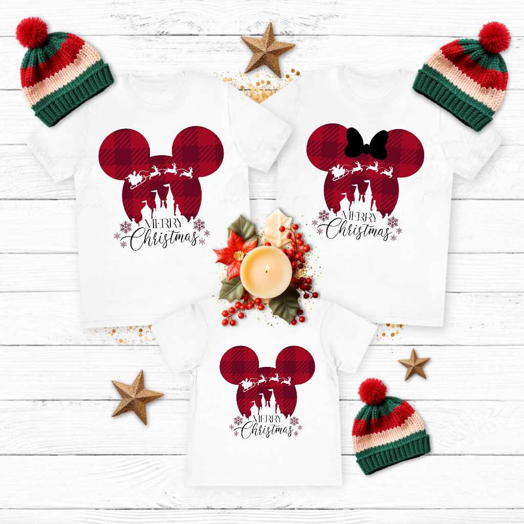 SOMENTE 1 PEÇA - ADULTO OU INFANTIL - Mickey Minnie - PEÇA AVULSA / UNITÁRIA - Monte seu kit de Camisetas Família Natal