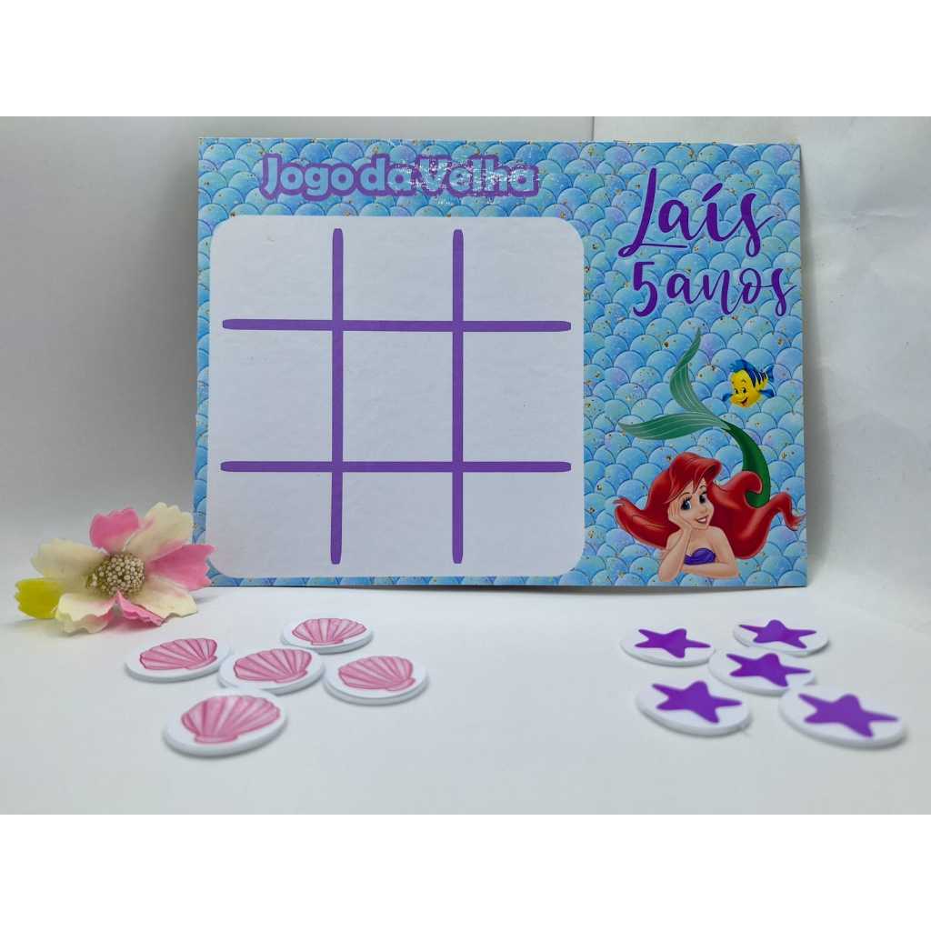 Jogo da Velha - Lembrancinha de Aniversário TODOS OS TEMAS-  Lembrancinhas fim de festa - Sereia-Jogos da velha- Festa