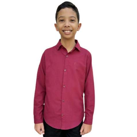 Camisa Social Marsala Bordô Vinho Manga Longa Menino Festa Tamanho 1 ao 16