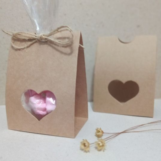50 Embalagens Caixinha Mini Suspiro do Amor Coração Kraft 7 x 5 x 10 cm Eventos em geral