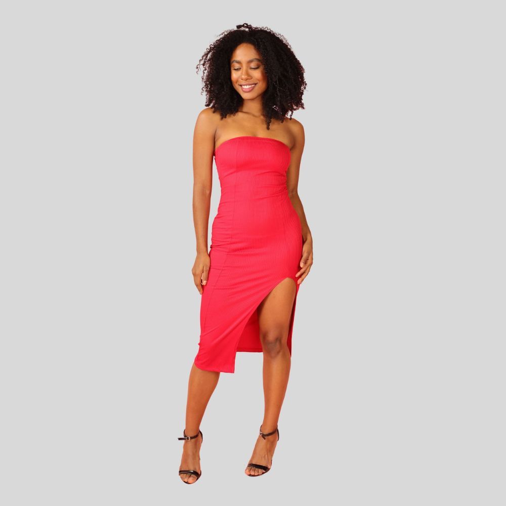 Vestido Midi Fenda Tomara que Caia Canelado - Elegância e ousadia unidas em uma peça! em Oferta na Shopee