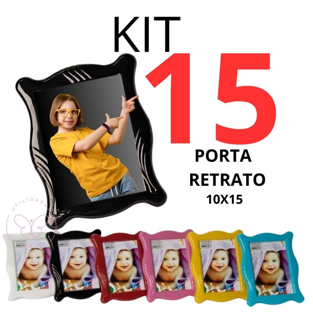 15 Portas Retratos de Plásticos coloridos Cores Sortidas com acetato decoração