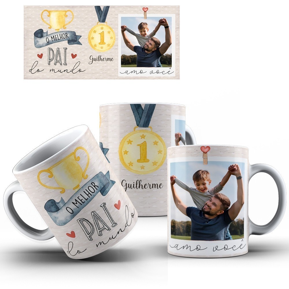 Caneca Dia dos Pais - O Melhor Pai Do Mundo - Opção P/Foto + Caixinha - Opção 02