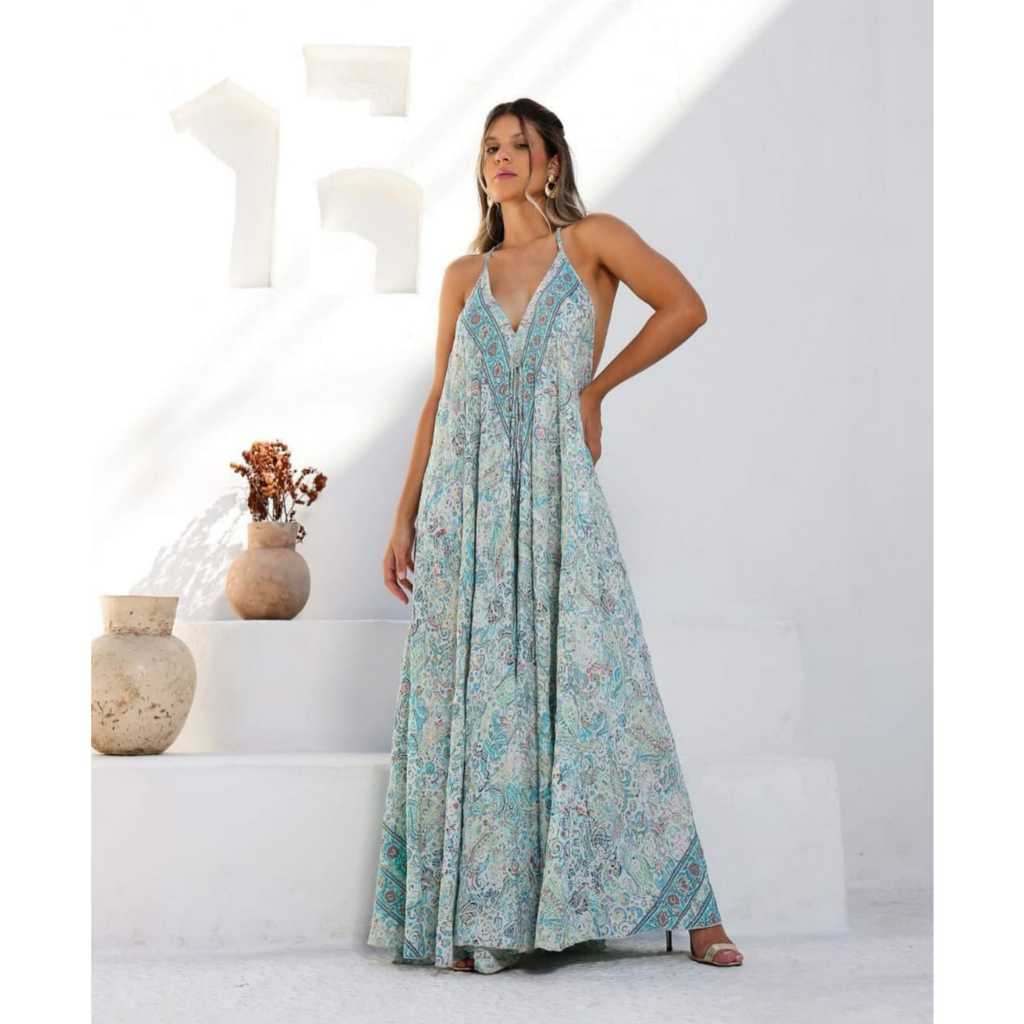 Vestido Indiano estilo boho chic em Oferta na Shopee