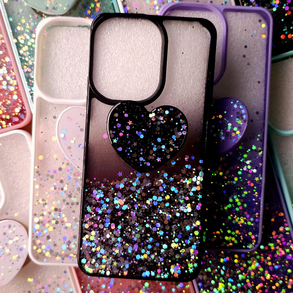 Capa Capinha case anti impacto para Xiaomi Redmi 13C - Capinha com glitter e Pop Socket para Xiaomi Poco C65