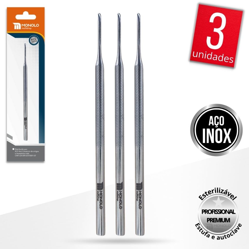 Kit 3 Bisturi Goiva 206 Remoção Unha Encravada Cutícula Podologia Profissional Aço Inox Premium em Oferta na Shopee