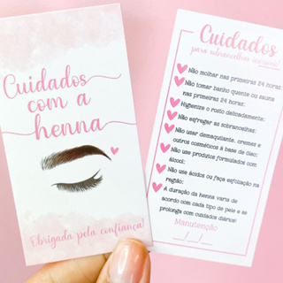 100 Cartões tag de cuidados com a henna, sobrancelha em Oferta na Shopee