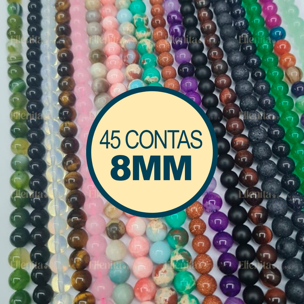 Fio de Pedra Natural 8MM - Aproximadamente 45 Bolinhas