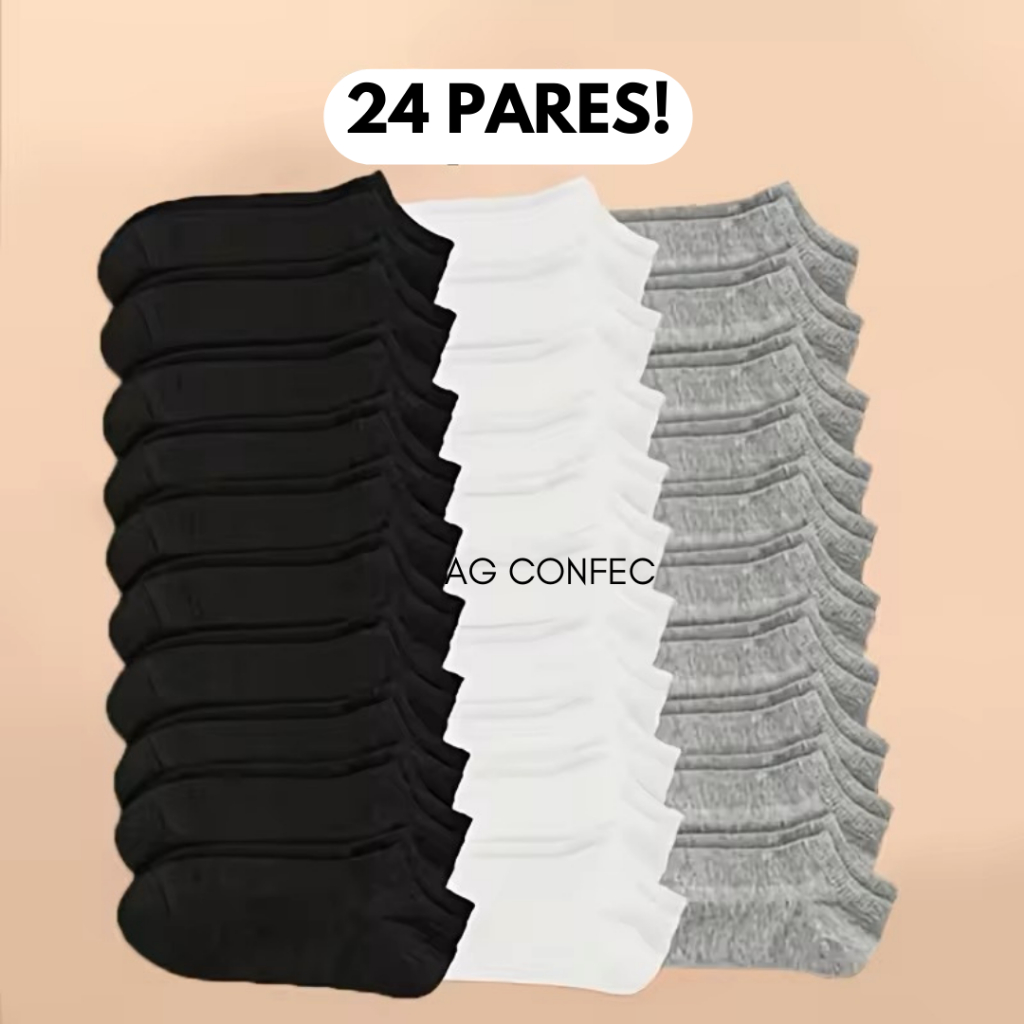Kit 24 Pares de Meias Soquete Cano Curto Masculina Feminina Unissex