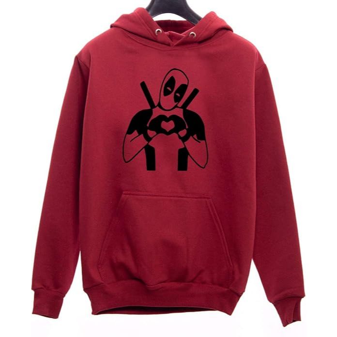 Moletom Canguru Unissex Deadpool Herói Filme Coração