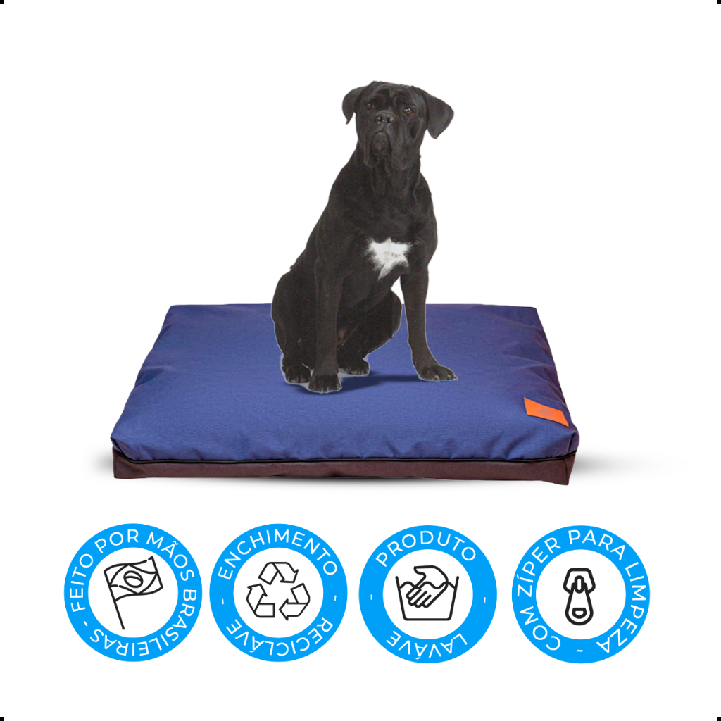 Colchonete Simples Pra Pets Grandes Almofada Mabuu Pet 125x110 Cm - Nylon Azul - G, Lavável
