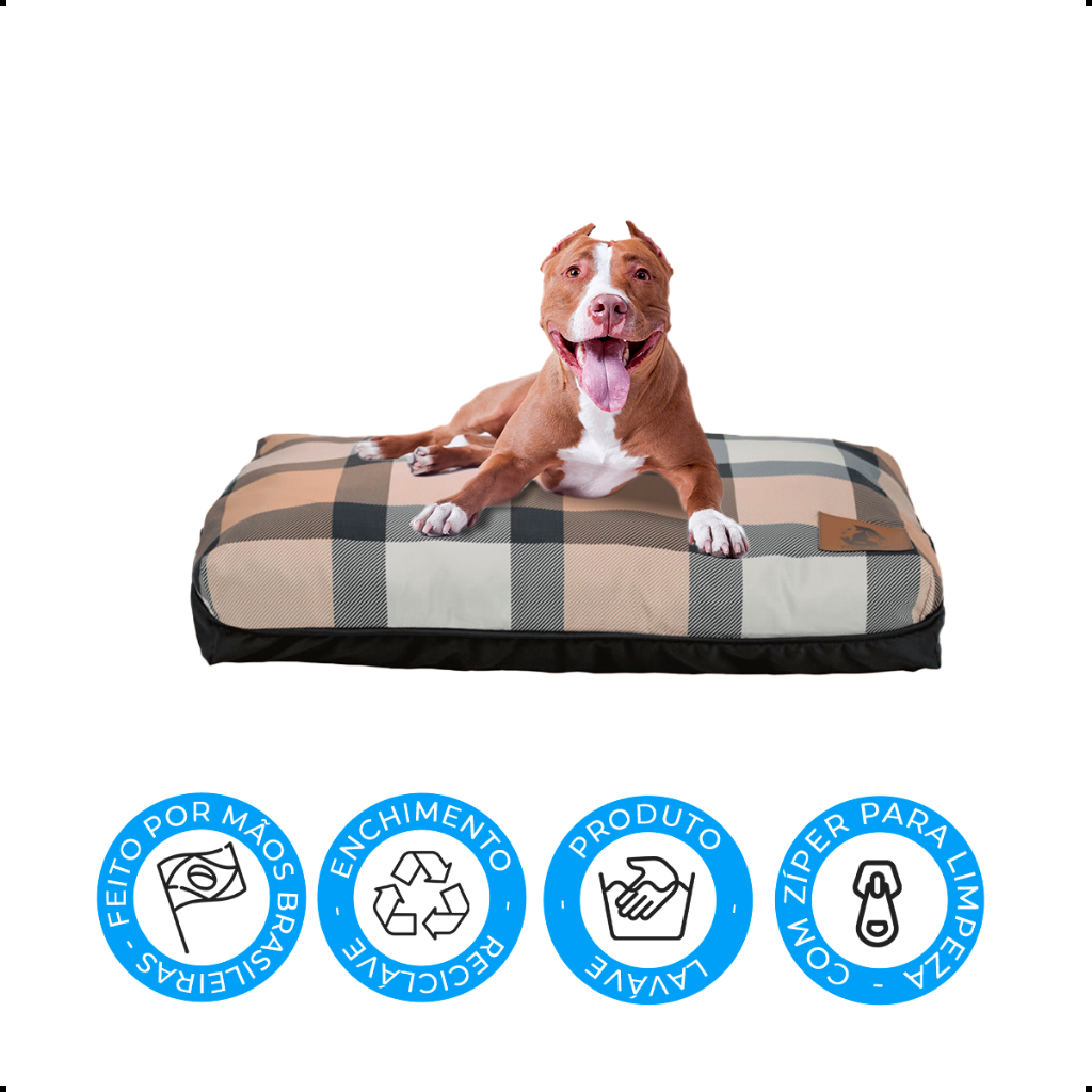 Colchonete Simples Pra Pets Cama Pet Dog 95Cm X 75Cm Super Resistente Mabuu Pet - Xadrez Marrom