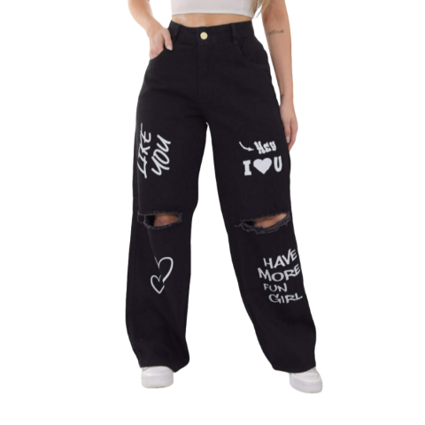 Calça Jeans Feminina Wide Leg Cintura Alta Tecido Grosso Pantalona Linha Premium 100% Algodão