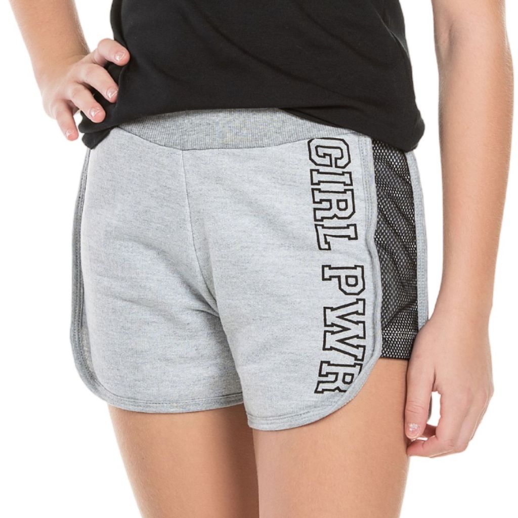 Short Infantil Juvenil Feminino em Moletinho com Telinha 10 a 14