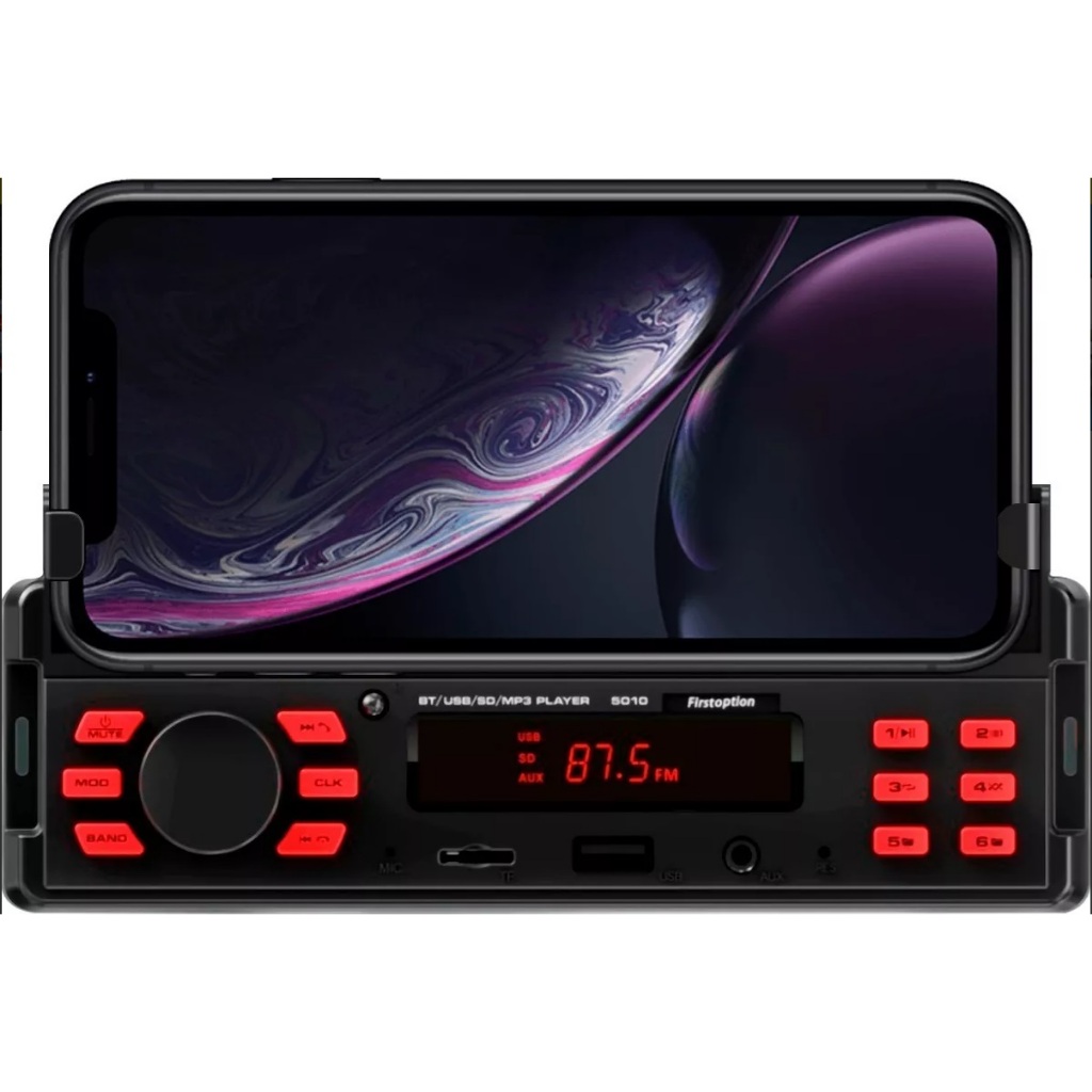 MP3 PLAYER  5010 BLUETOOTH USB SD COM SUPORTE CELULAR FIRST OPTION