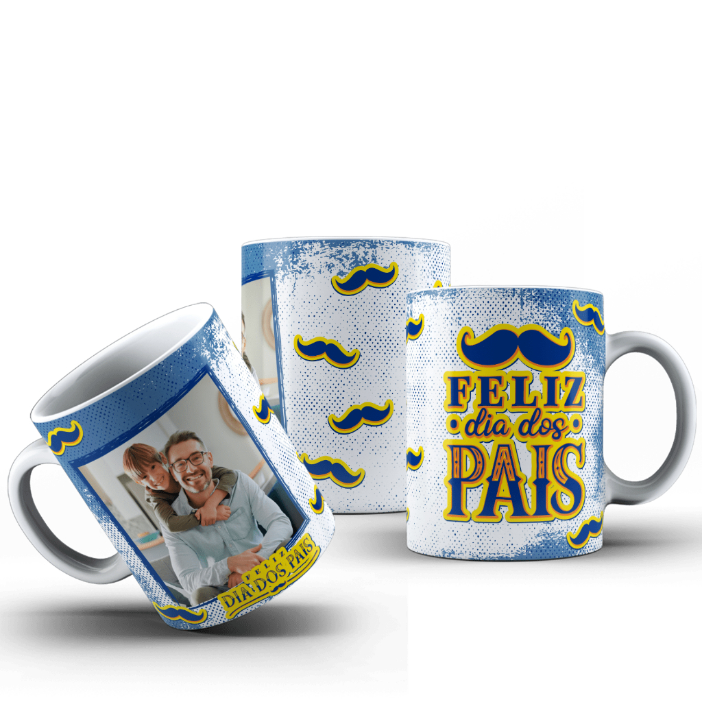 Caneca de Porcelana Branca Dia Dos Pais Vintage Com Foto- Caneca Para o Papai com Foto- Feliz Dia dos Pais