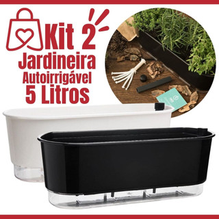 Kit 2 Jardineira Autoirrigavel Vaso Raiz Para Jardim Horta Vertical Decorativo Grande 5 Litros Auto irrigavel 40cm