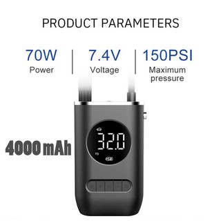 4000mAh Compressor de Ar Digital Portátil - USB Recarregável - Calibrador de Pneu Profissional