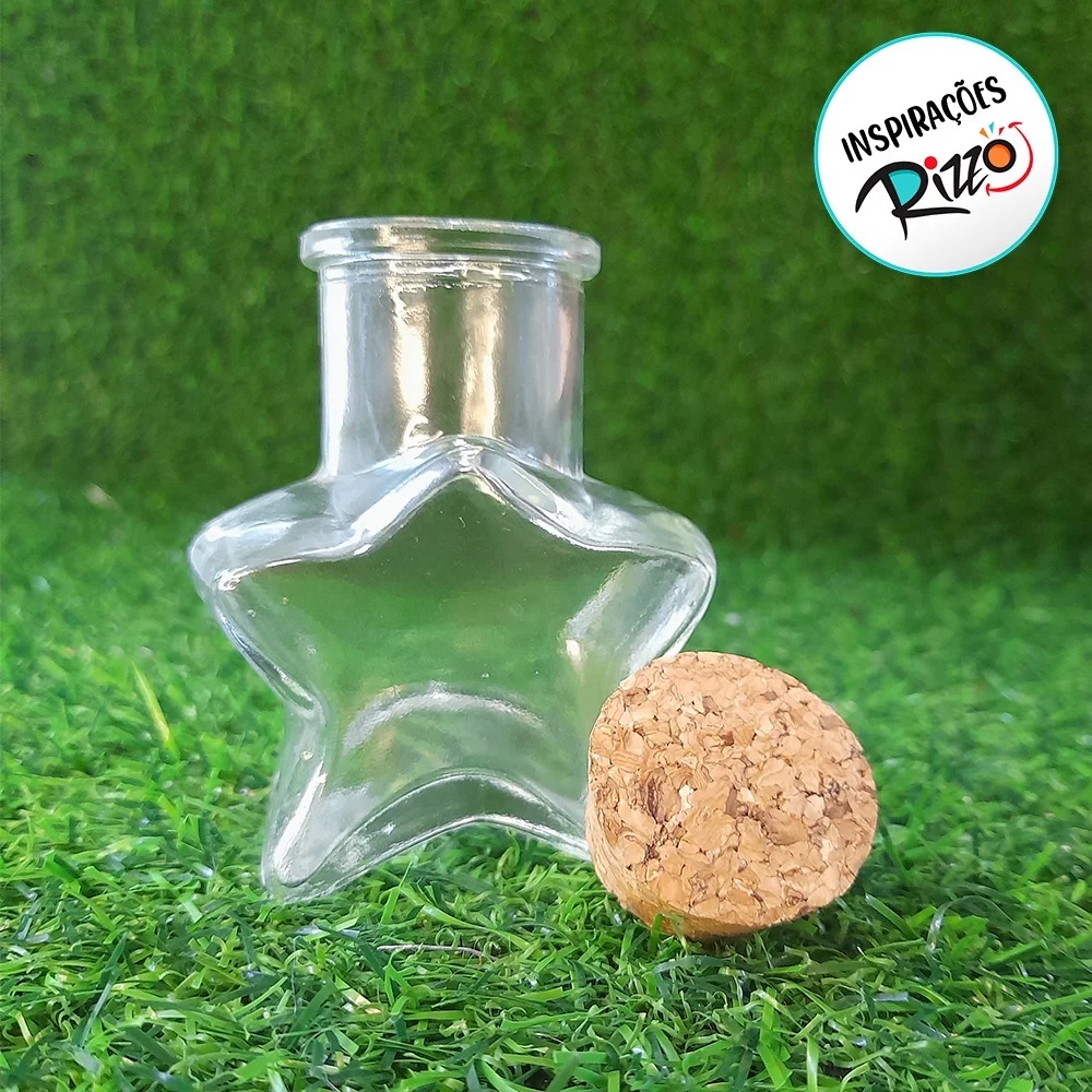 Potinho de Vidro Estrela com Tampa de Rolha - 60ml - Rizzo - Home & Living