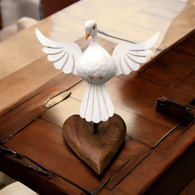 Divino Pedestal 17 cm em Madeira Decoração Divino Espírito Santo
