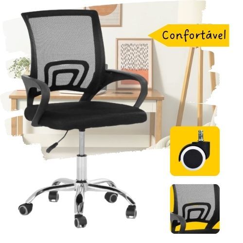 Cadeira Escritório Presidente Executiva Giratória Tela Mesh