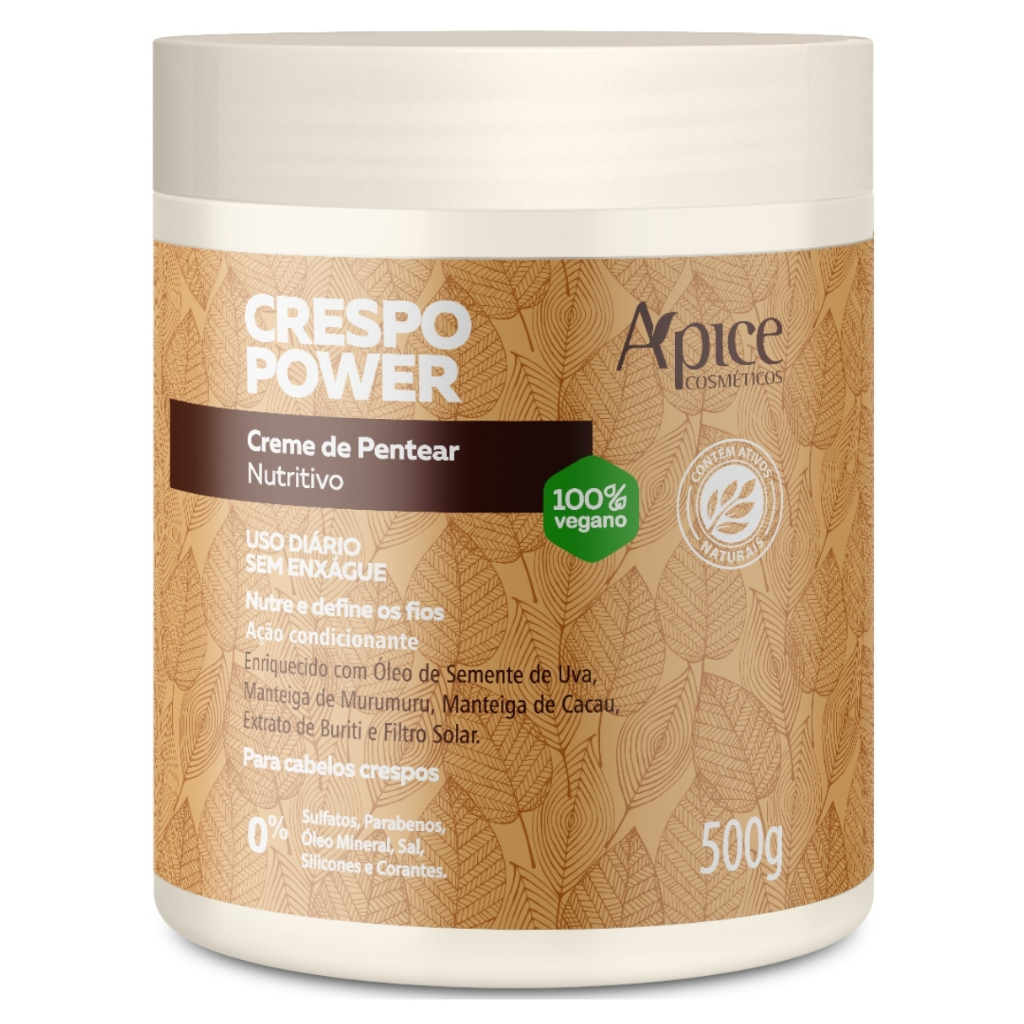 Creme De Pentear Nutritivo Apice Crespo Power Vegano Profissional Uso Diario Apse 500g