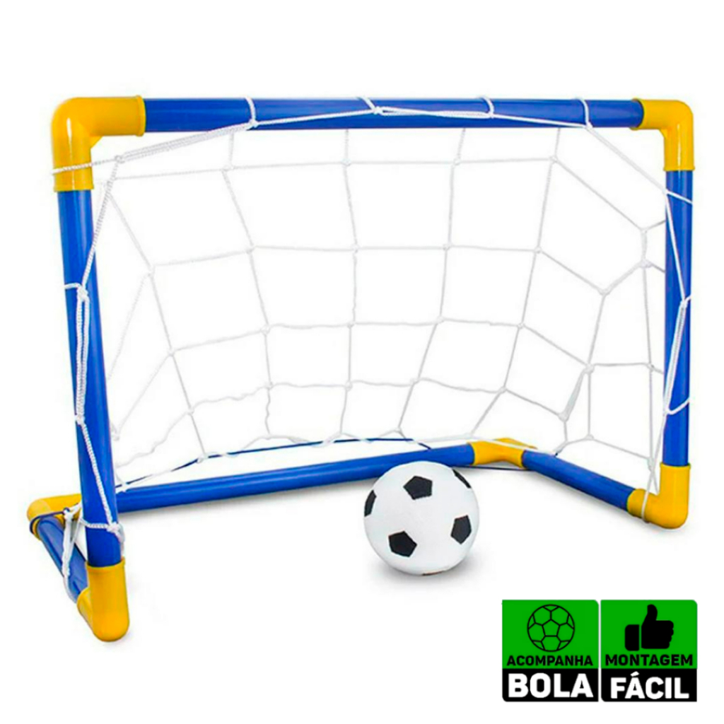Kit Suporte de Gol e Trave C/ Bola Inflável Futebol Infantil
