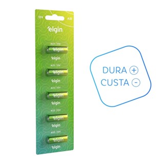 5 Pilhas Baterias A23 12V Elgin Blister/Cartela com 5 Unidades Controle Portão Alarme em Oferta na Shopee